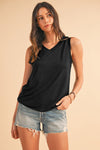 Black Contrast Trim V-Neck Loose Fit Tank Top