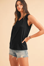 Black Contrast Trim V-Neck Loose Fit Tank Top