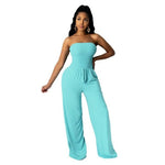 Sexy Wide Leg Tube Top Jumpsuits