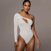  One-shoulder Long Sleeve Cut Out Bodysuit