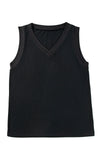 Black Contrast Trim V-Neck Loose Fit Tank Top