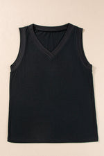 Black Contrast Trim V-Neck Loose Fit Tank Top