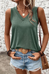 Black Contrast Trim V-Neck Loose Fit Tank Top