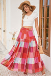 Multicolor Plaid Boho High Waist Maxi Skirt