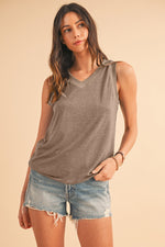 Black Contrast Trim V-Neck Loose Fit Tank Top