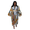 Fashion Printed Satin Long Kimono Beachwear