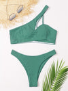 New Solid Ribbed Thong Bikini Set