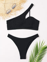 New Solid Ribbed Thong Bikini Set