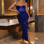 High Split Shiny Long Sexy Sequined Party Dresses