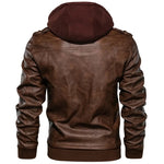  Pu Leather Windbreaker Hooded Winter Motorcycle Jacket