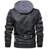  Pu Leather Windbreaker Hooded Winter Motorcycle Jacket