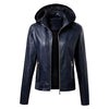 2023 New Arrival Autumn Winter PU Leather Coat Women Fashion Hooded