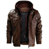  Pu Leather Windbreaker Hooded Winter Motorcycle Jacket