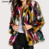 Contrast Multi color Faux Fur Coat 