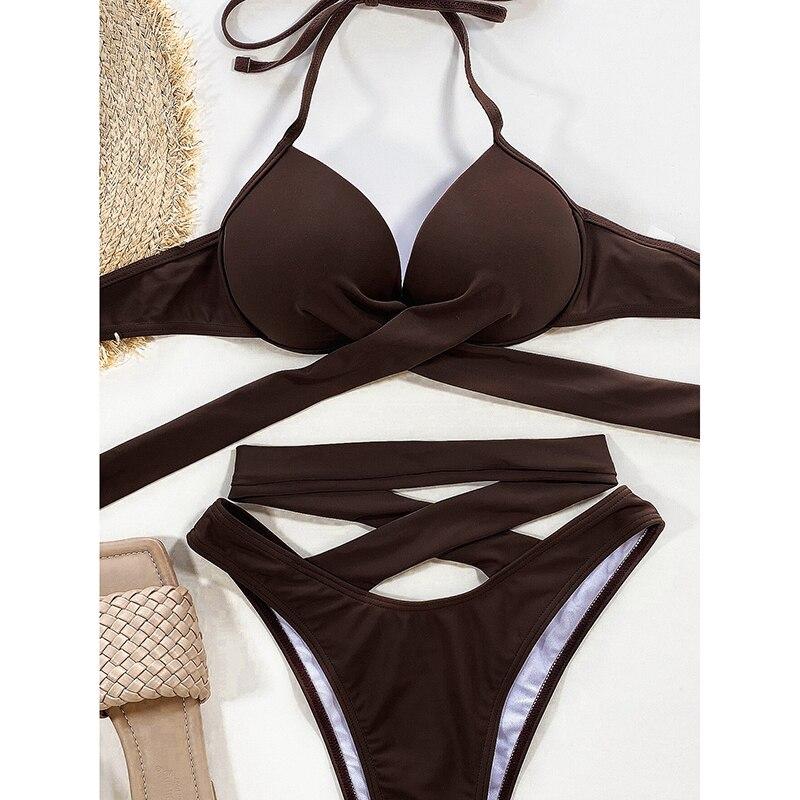 Push Up Strap Halter Women Swimsuit