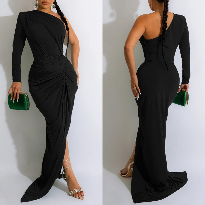 One-shoulder Ruched Long Dresses