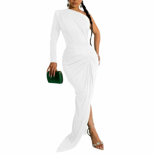 One-shoulder Ruched Long Dresses