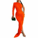 One-shoulder Ruched Long Dresses