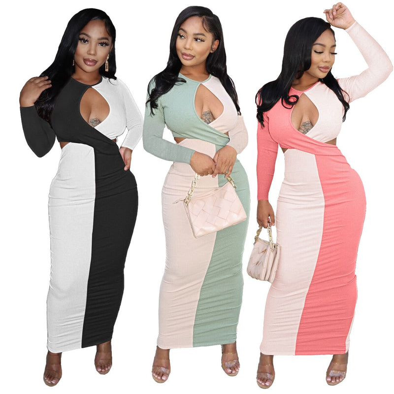 Women Elegant Patchwork Maxi Dresses