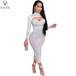 Women Sexy See-Through Long Sleeve Dresses