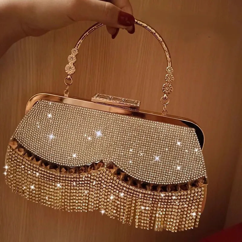 Women Banquet Diamond-Studded Tassel Bags