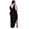 Sexy Curvy Hollow Out Solid  V Neck Elegant Dress