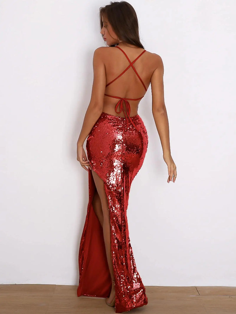  Strap Elegant Backless Dress