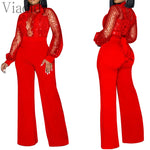 Embroider Long Sleeve Straight Jumpsuit