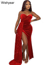 Elegant Sparkly Bodycon Long Dresses with Trail Christmas