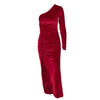 Women Elegant Long Sleeve Velvet Split Pencil Dresses