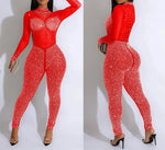 Sexy Women's Solid Color Mesh Jumpsuits