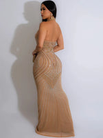 Rhinestones Maxi Glam Backless Dress