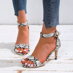 Snake Print High Heels  Sandals