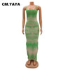 Women Tie Dye Printed Strap Sleeveless Bodycon Midi Maxi Dresses