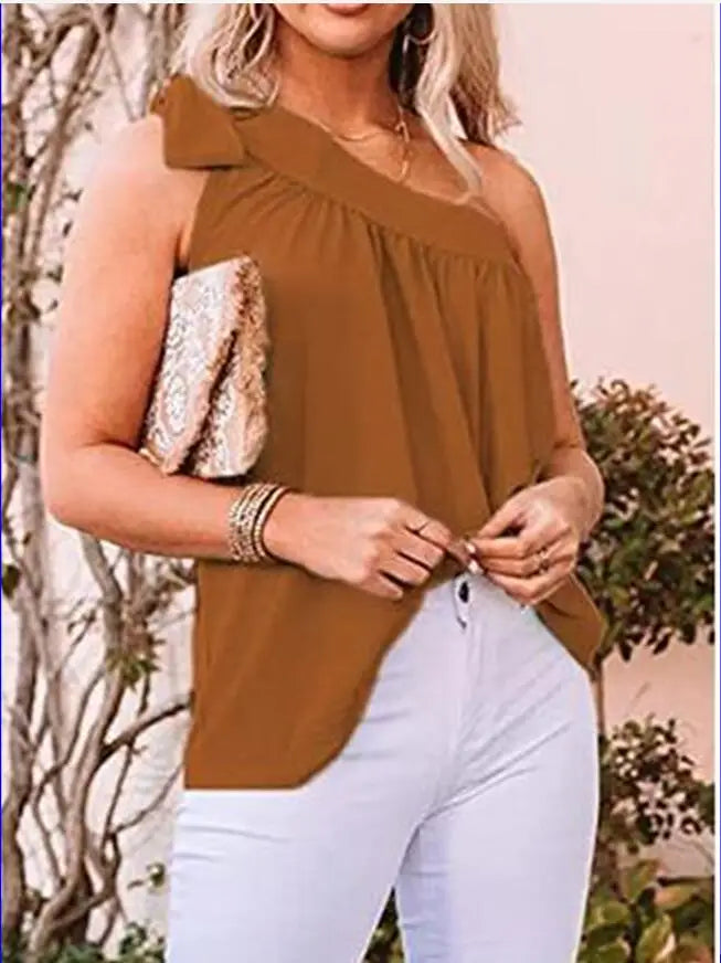 Sexy One Shoulder Crop Top Blouse 