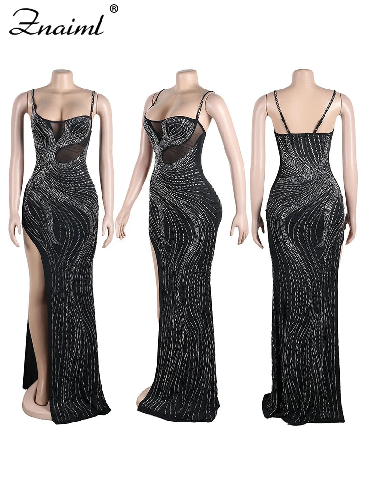 Women Elegant Evening Sexy Diamonds Dresses