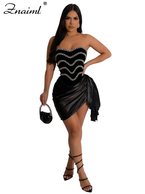 Elegant Off Shoulder Strapless Irregular Mini Dress