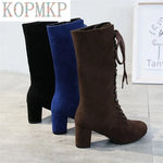  Women Flock Platform Gothic Boots 