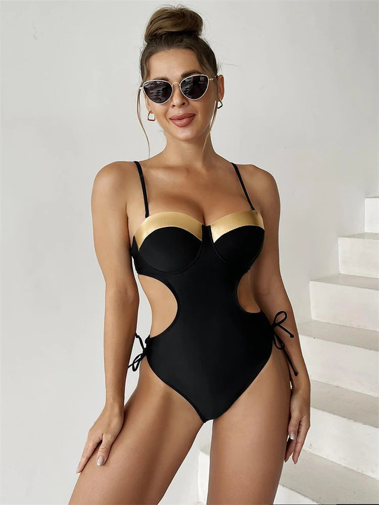 New Black Sling Sexy One Piece Swimsuits