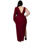 Sexy Curvy Hollow Out Solid  V Neck Elegant Dress