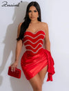 Elegant Off Shoulder Strapless Irregular Mini Dress