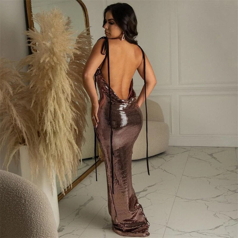 Sexy Metallic Shiny Party Evening Dresses 