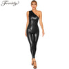 Shiny Metallic One Shoulder Sleeveless Jumpsuits