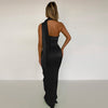 Satin Backless Gown Halter Sleeveless Backless Maxi Dresses