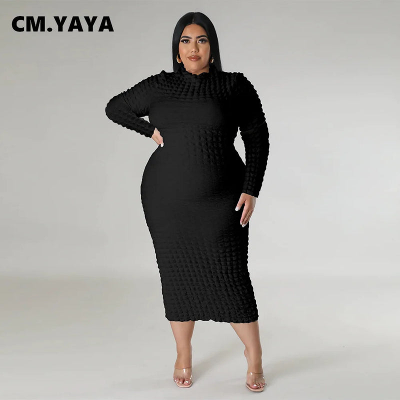  Women Long Sleeve Elastic Bodycon Midi Dress