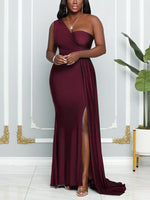 One Shoulder Formal High Slit Dresses