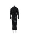 Long Sleeve PU Leather Long Sleeve Dresses