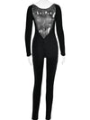  Long Sleeve Backless Stretch Glitter Jumpsuits 