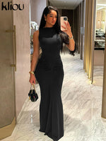 Solid Elegant Maxi Classic Simple Sleeveless O-neck Dresses