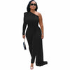 One Shoulder Long Sleeve Casual Jumpsuits